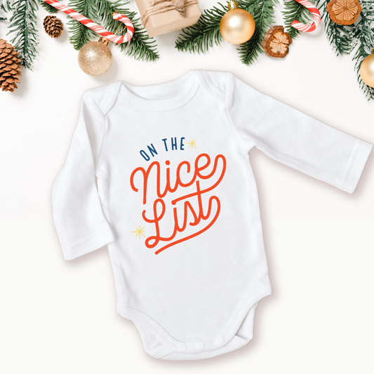 On The Nice List Winter Holiday Season Festive Onesie