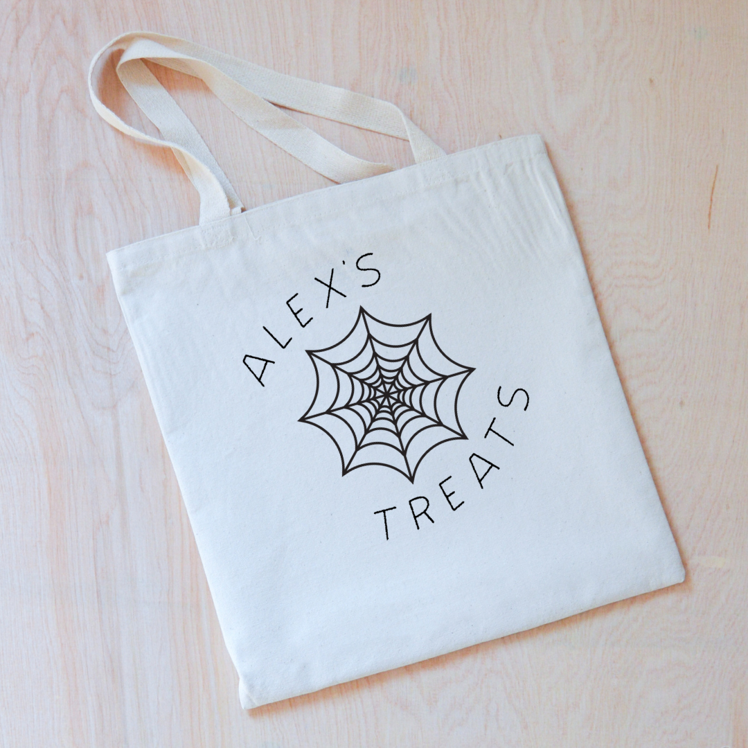 Personalized Spiderweb Halloween Treats Tote