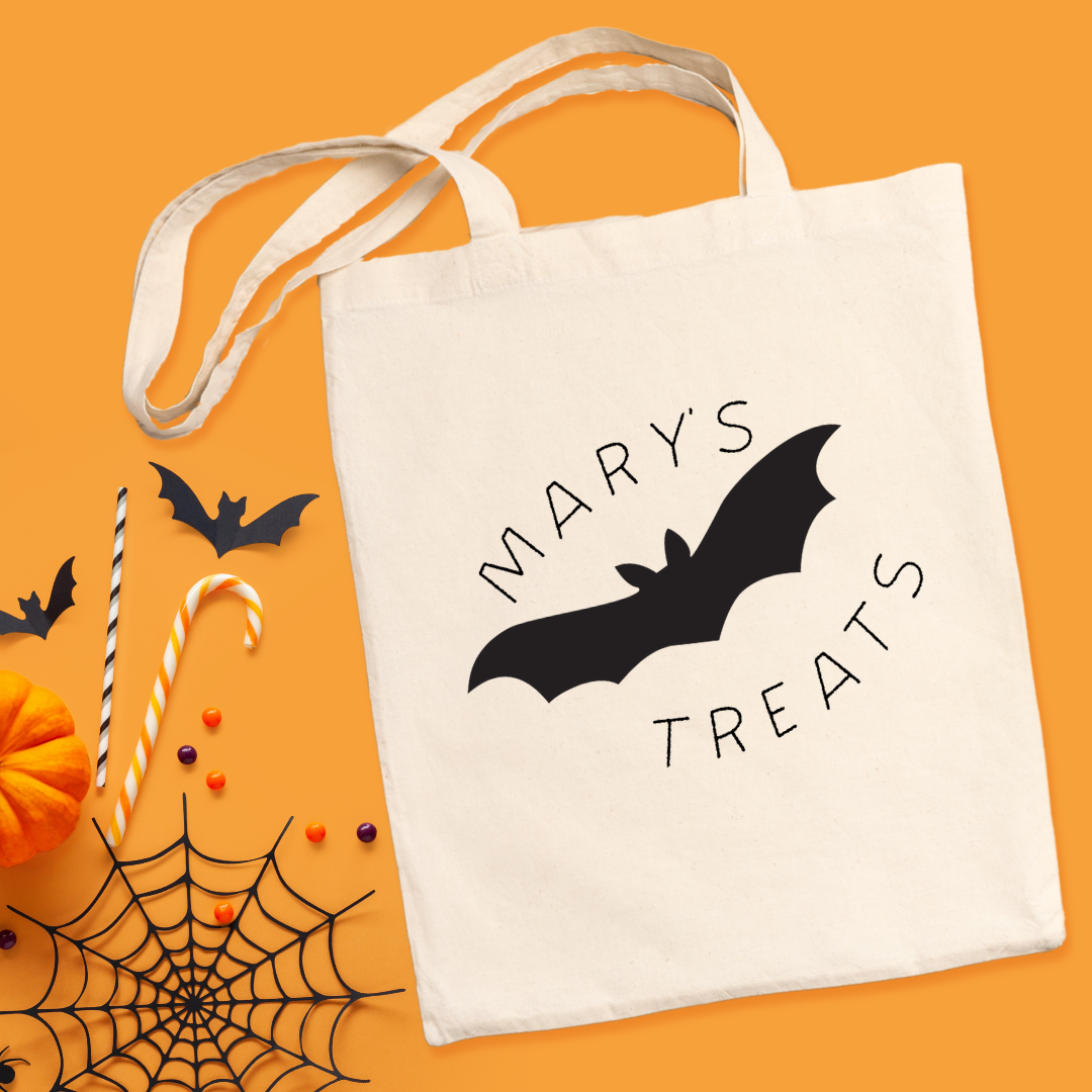 Personalized Bat Halloween Treats Tote