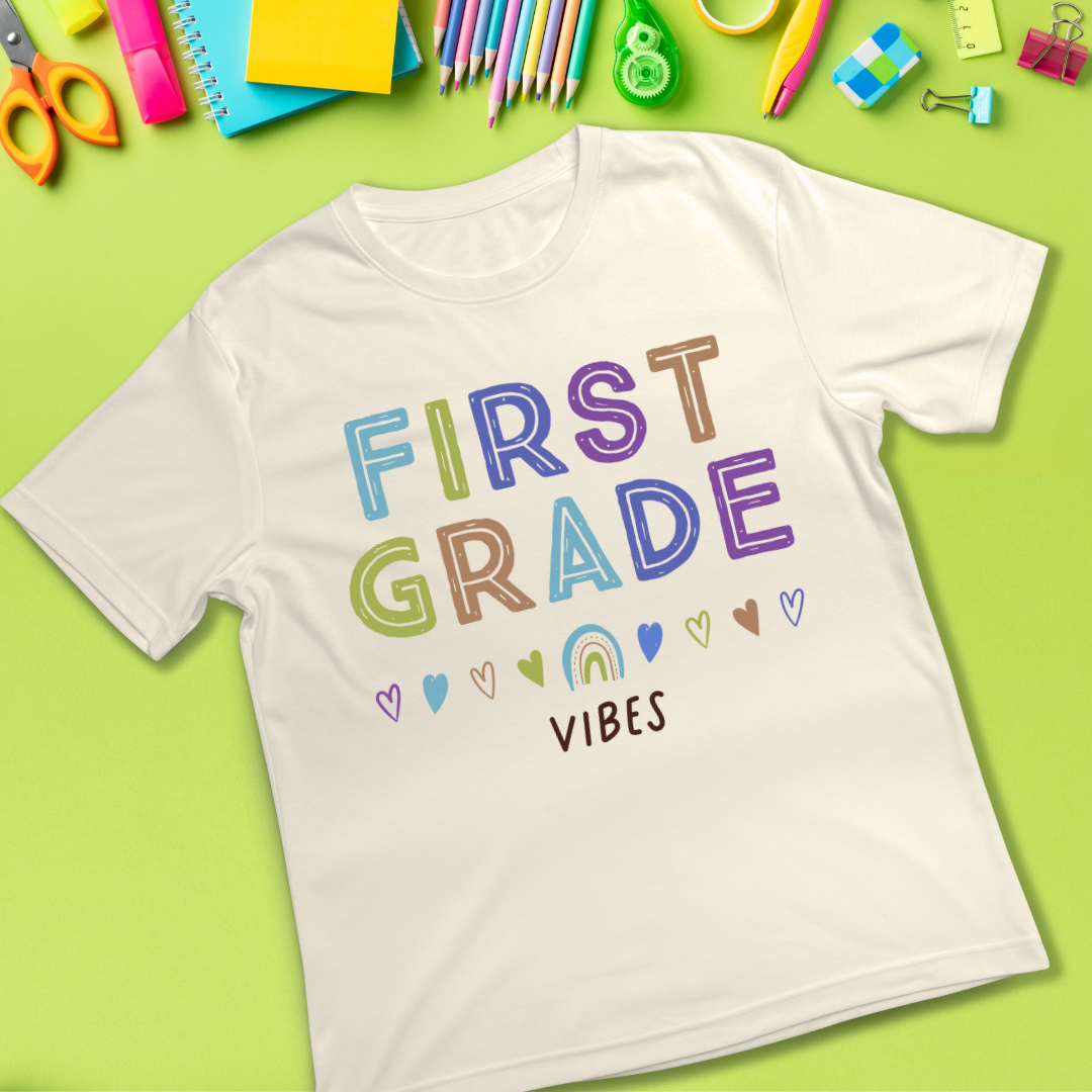 Colorful Back to School Vibes T-Shirt | Choose Colors and Grade