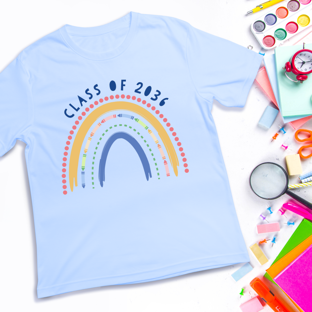 Personalized Rainbow Back to School T-shirt | Choose Colors & Graduation Year