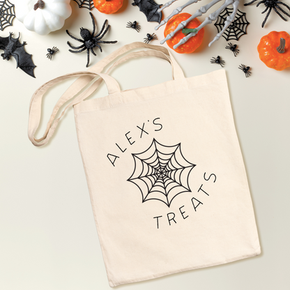 Personalized Spiderweb Halloween Treats Tote