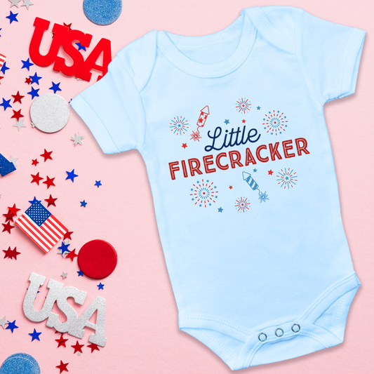 Little Firecracker 4th of July Baby Onesie