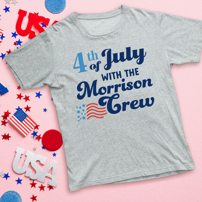 Personalized 4th of July Crew Kids T-Shirt