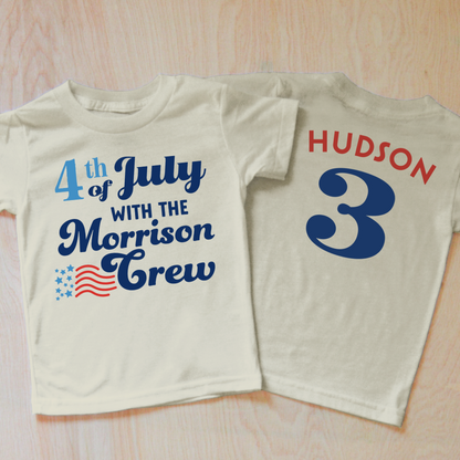 Personalized 4th of July Crew Kids T-Shirt