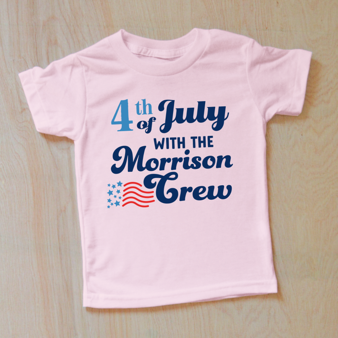 Personalized 4th of July Crew Kids T-Shirt