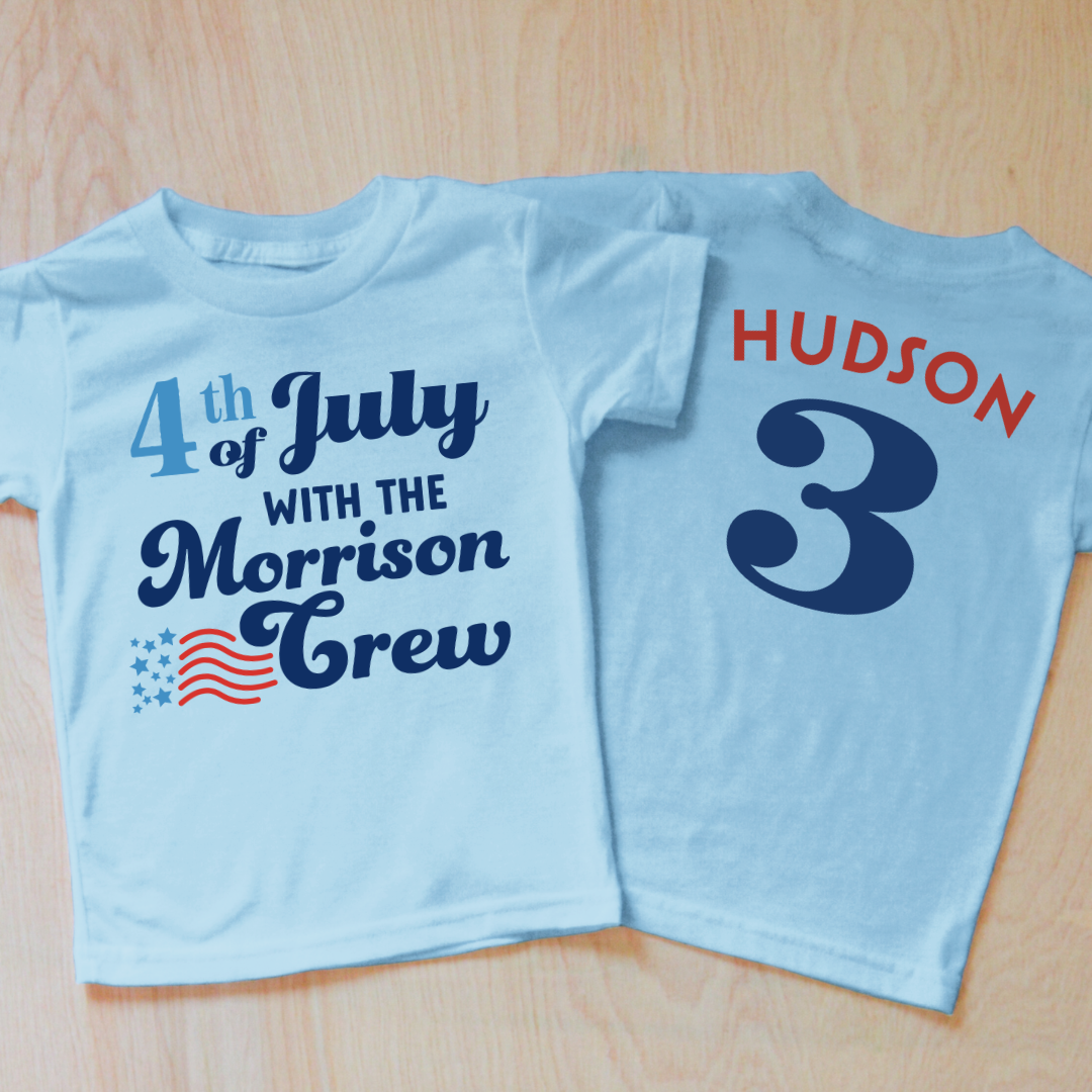 Personalized 4th of July Crew Kids T-Shirt