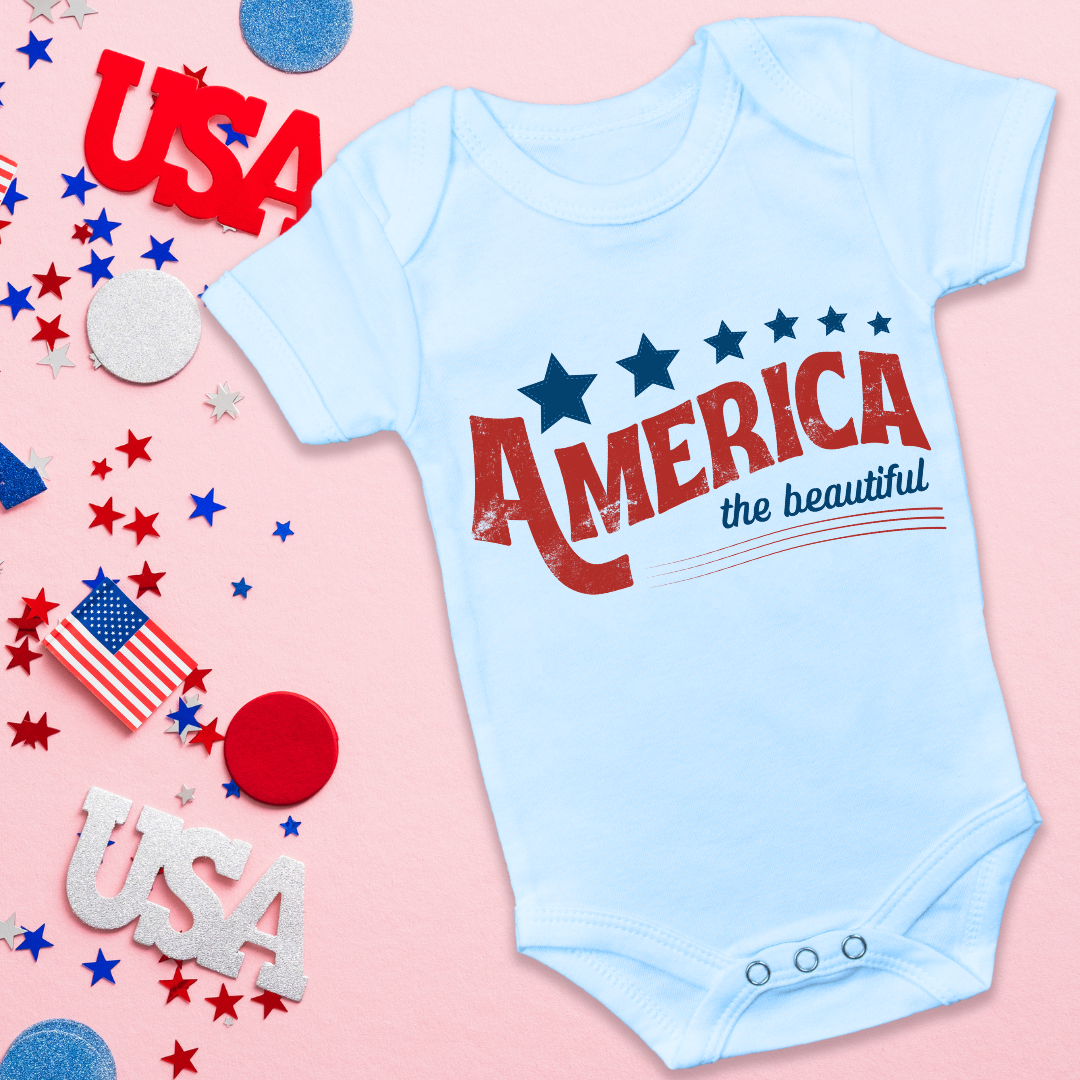 Personalized America the Beautiful Baby Onesie