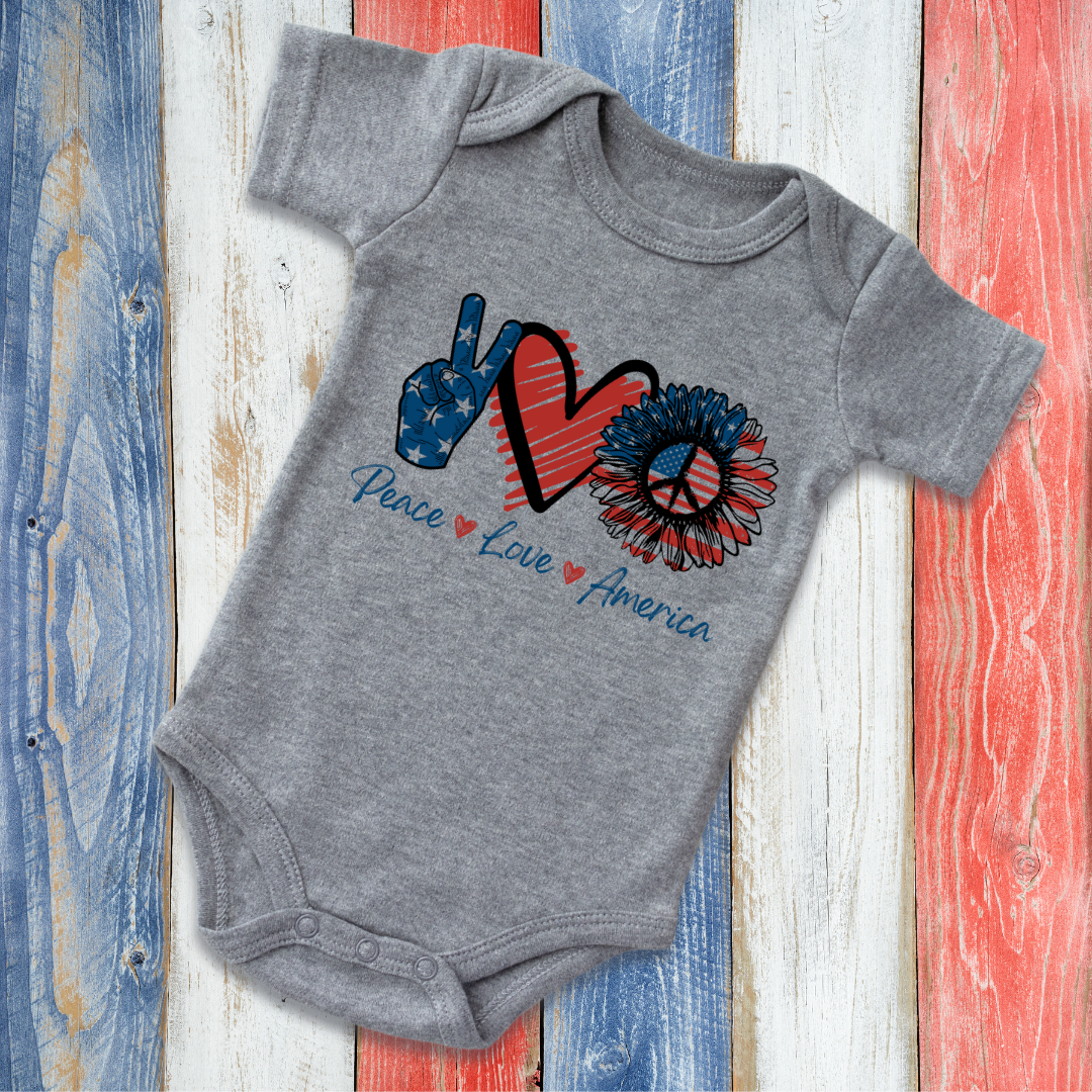 Good Vibes Peace Love America Baby Onesie