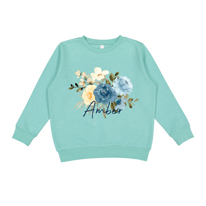 Kids' Classic Blue Floral Crewneck Sweatshirt