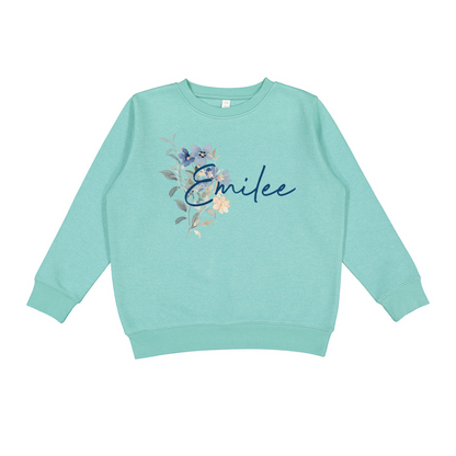 Kids' Classic Blue Wildflower Crewneck Sweatshirt