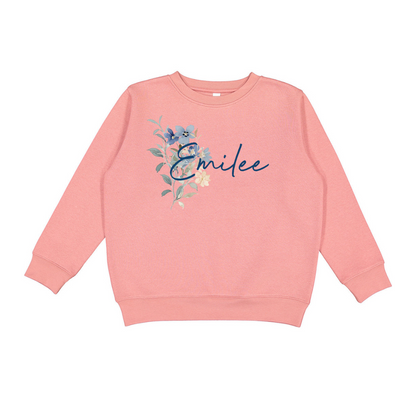 Kids' Classic Blue Wildflower Crewneck Sweatshirt