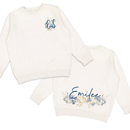 Kids' Classic Blue Wildflower Crewneck Sweatshirt