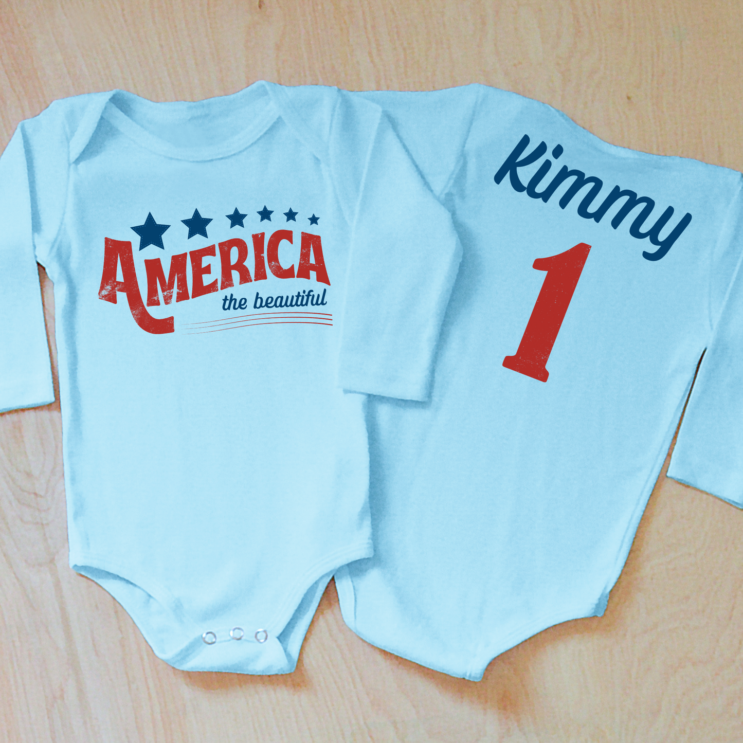 Personalized America the Beautiful Baby Onesie