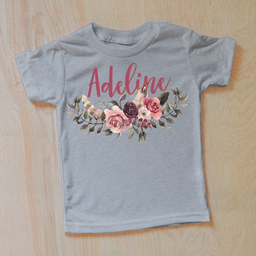 Floral Boho Personalized T-Shirt