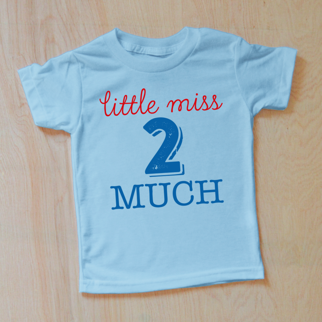 Little Miss 2 Much Second Birthday T-Shirt