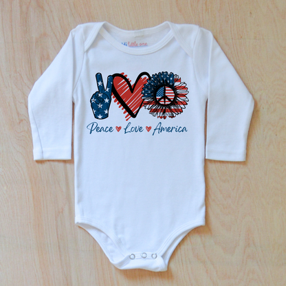 Good Vibes Peace Love America Baby Onesie