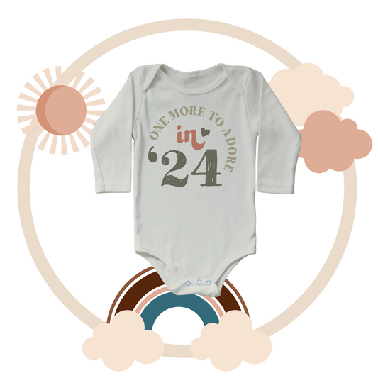 "One More to Adore" Baby Announcement Onesie