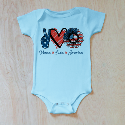 Good Vibes Peace Love America Baby Onesie