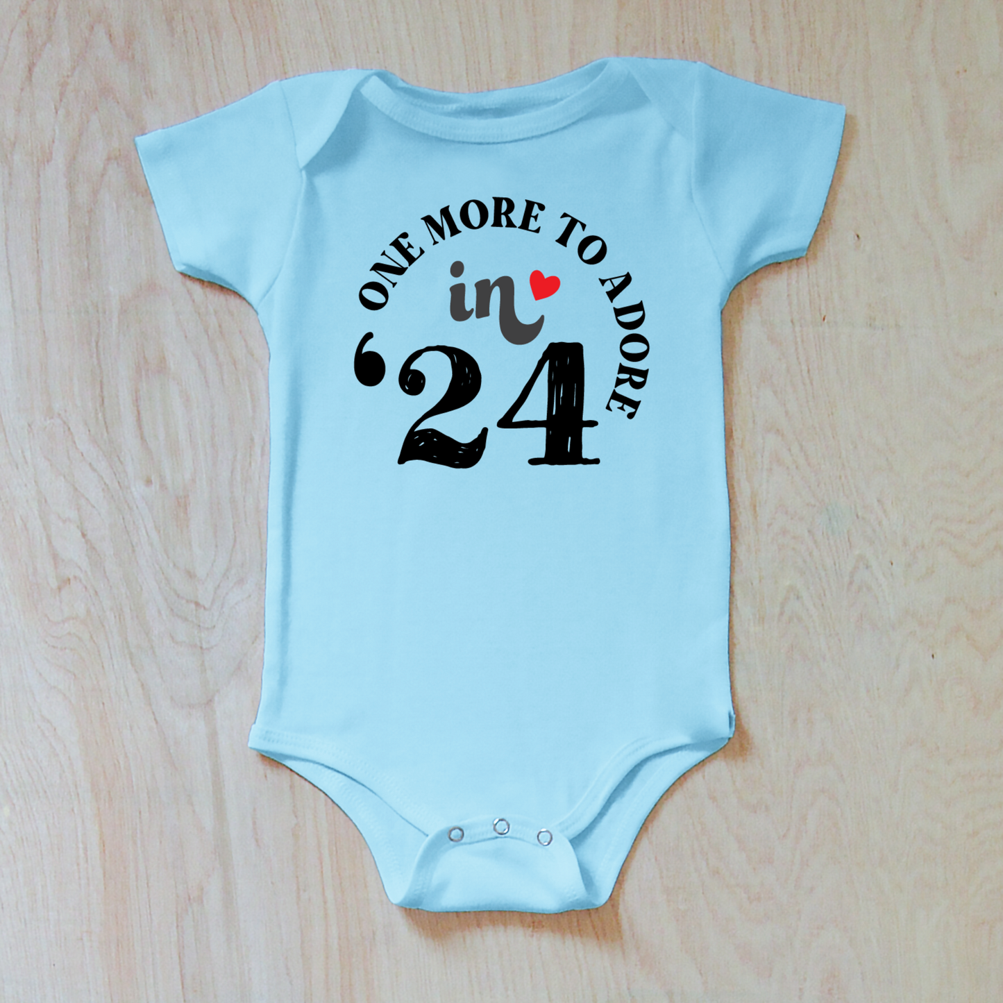 "One More to Adore" Baby Announcement Onesie