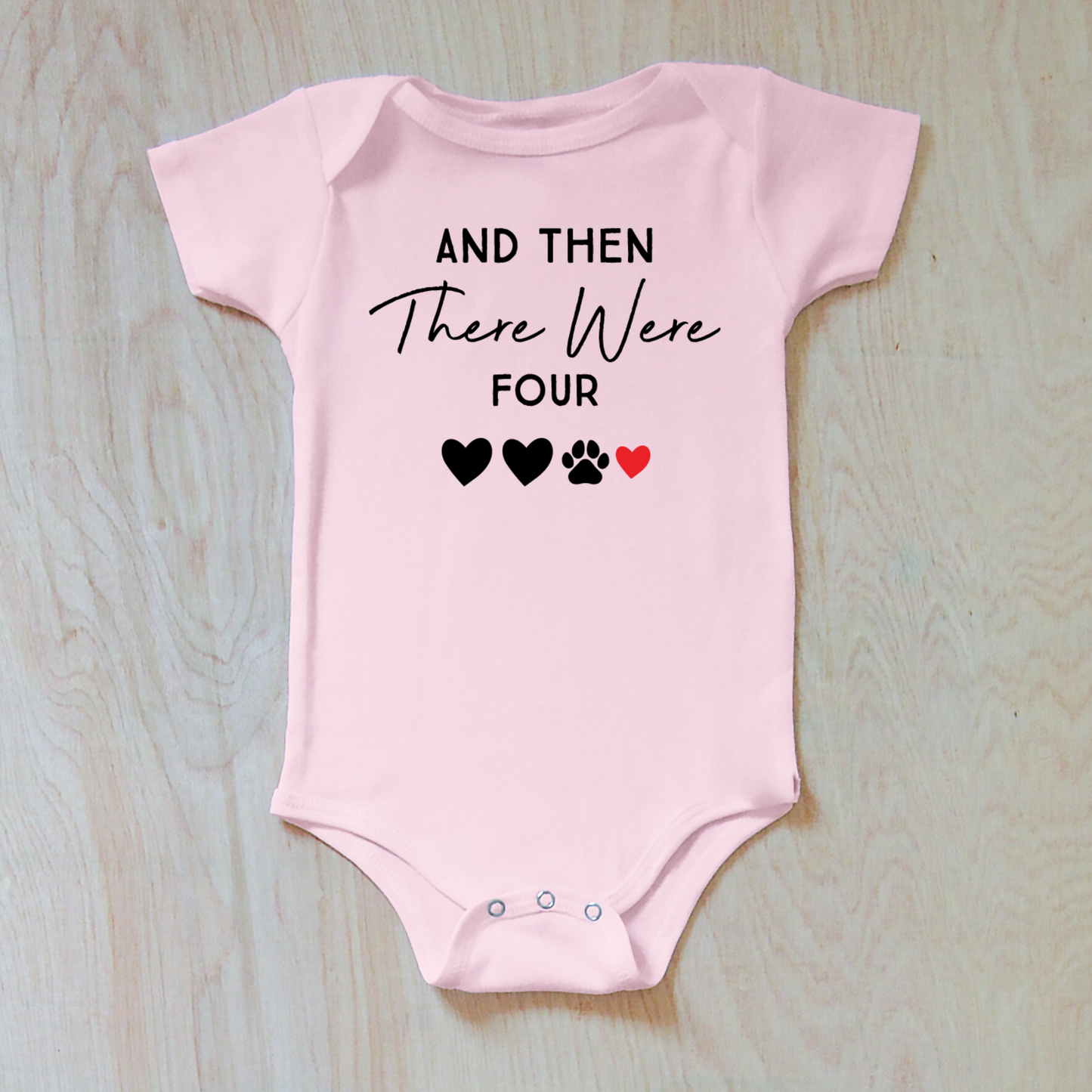 And Then There Were Four Personalized to your family Baby Announcement Onesie