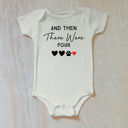 And Then There Were Four Personalized to your family Baby Announcement Onesie