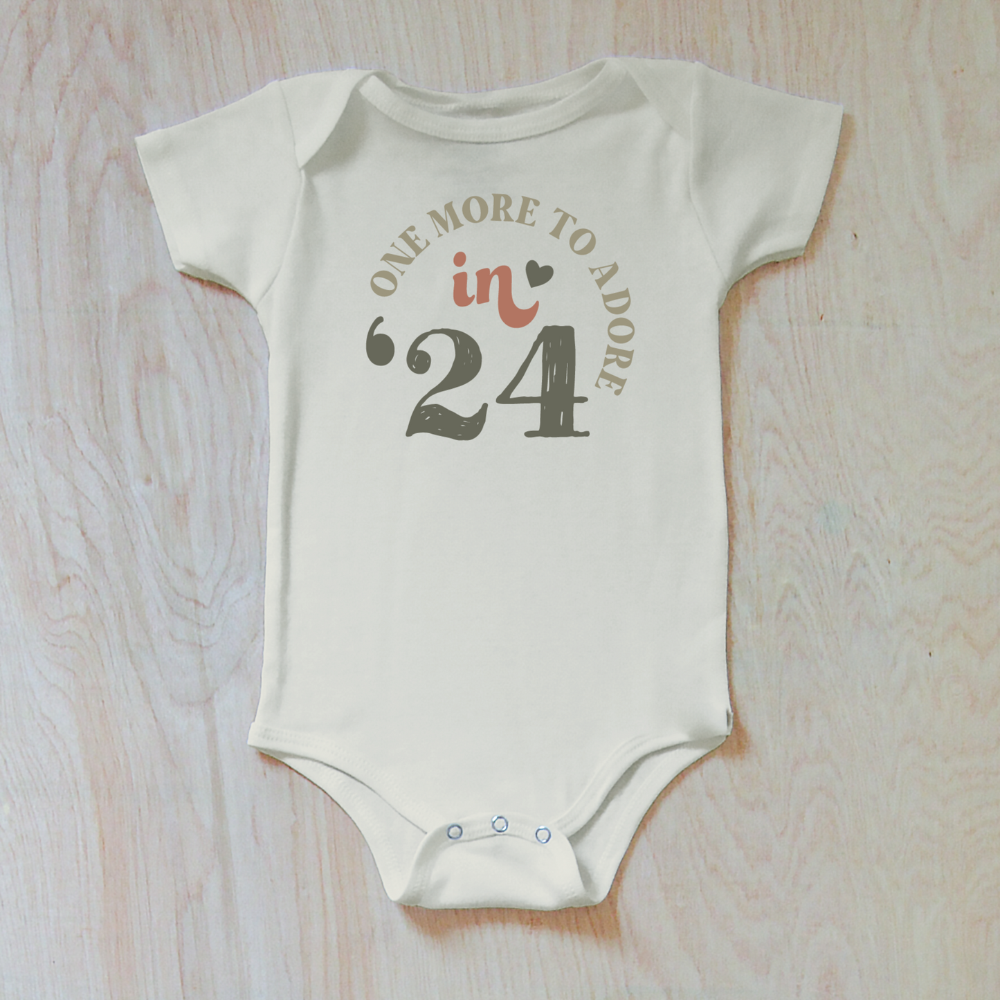 "One More to Adore" Baby Announcement Onesie