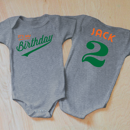 Little League Personalized Birthday Onesie