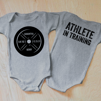 Personalized Athelete in Training Baby Onesie