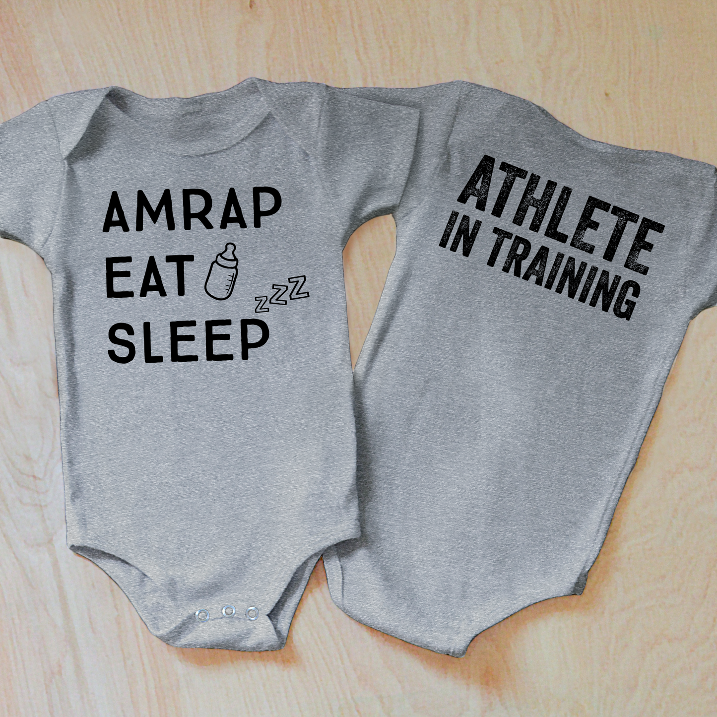 AMRAP, Eat, Sleep Baby Onesie