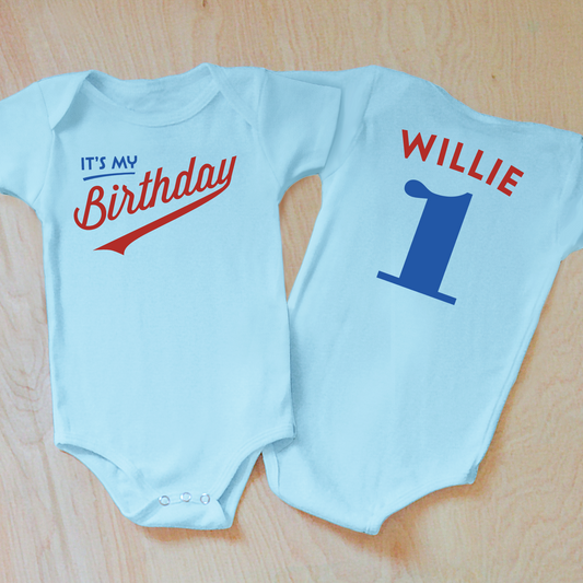 Little League Personalized Birthday Onesie