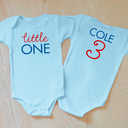 Classic Red and Blue Little One Baby Onesie