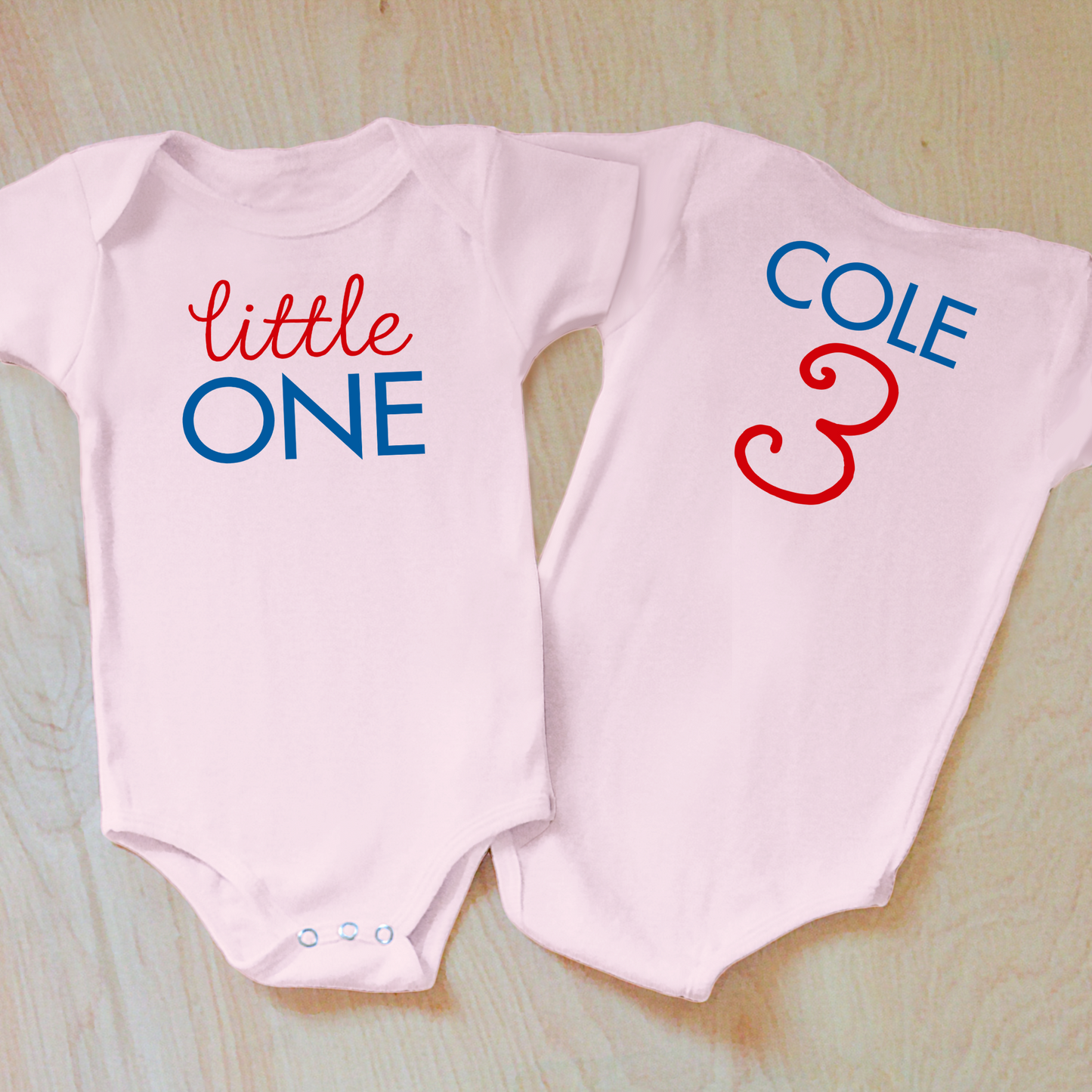 Classic Red and Blue Little One Baby Onesie