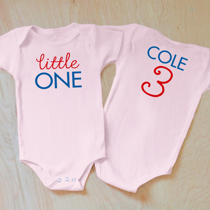 Classic Red and Blue Little One Baby Onesie