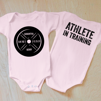 Personalized Athelete in Training Baby Onesie