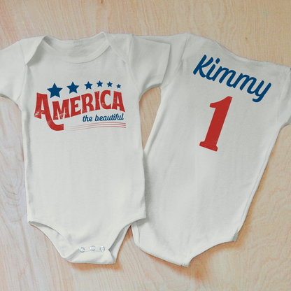 Personalized America the Beautiful Baby Onesie