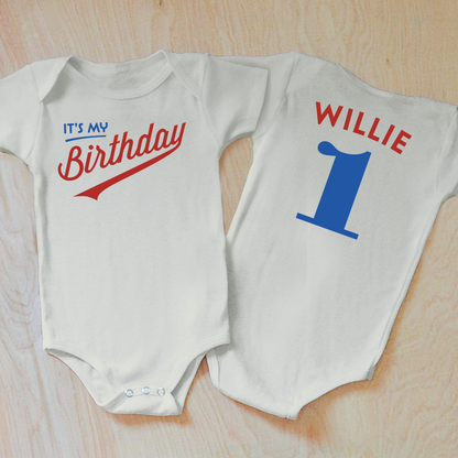 Little League Personalized Birthday Onesie