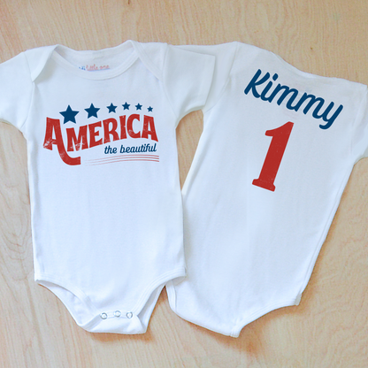 Personalized America the Beautiful Baby Onesie