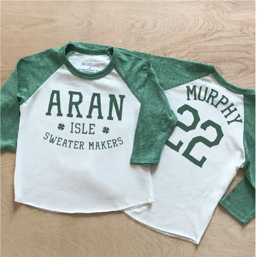 Aran Isles Sweater Makers Green Raglan at Hi Little One