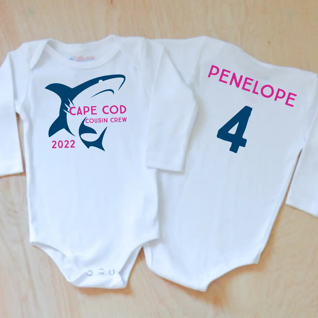 Beach Vacation Personalized Onesie - 0-3M / NavyHotPink /