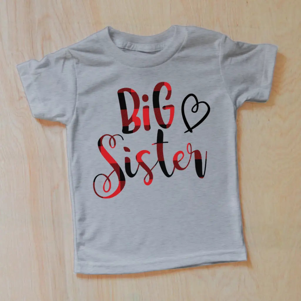 Big Sister Heart T-Shirt - 2T / Grey / Short Sleeve -