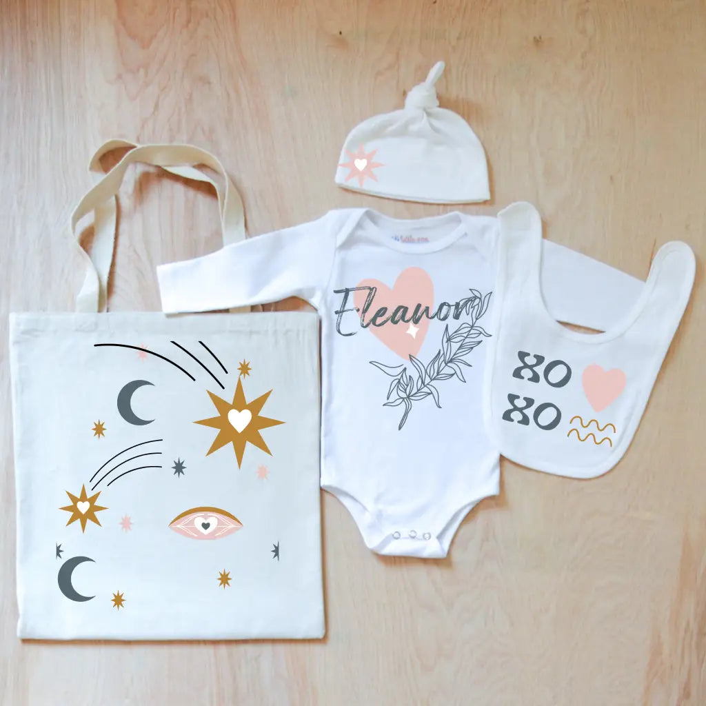 Celestial Love Personalized 4 Piece Set - 0-3M / Short