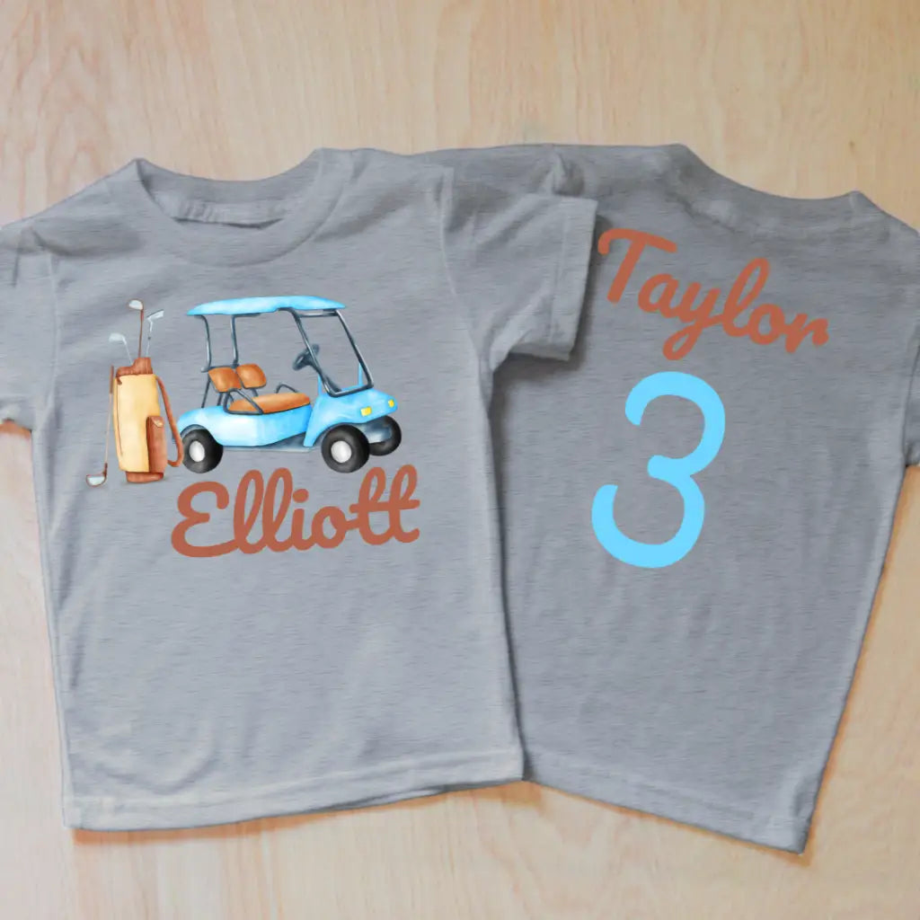 Golf Personalized T-shirt - 2T / Grey / Short Sleeve -