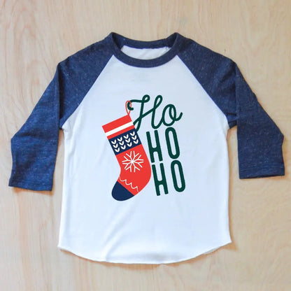 Ho Ho Ho Merry Christmas Stocking Raglan at Hi Little One