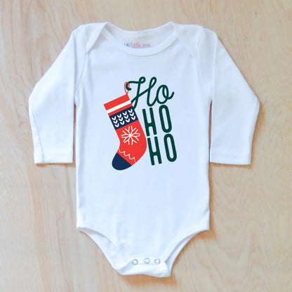 Ho Ho Ho Winter Holiday Season Festive Onesie at Hi Little One