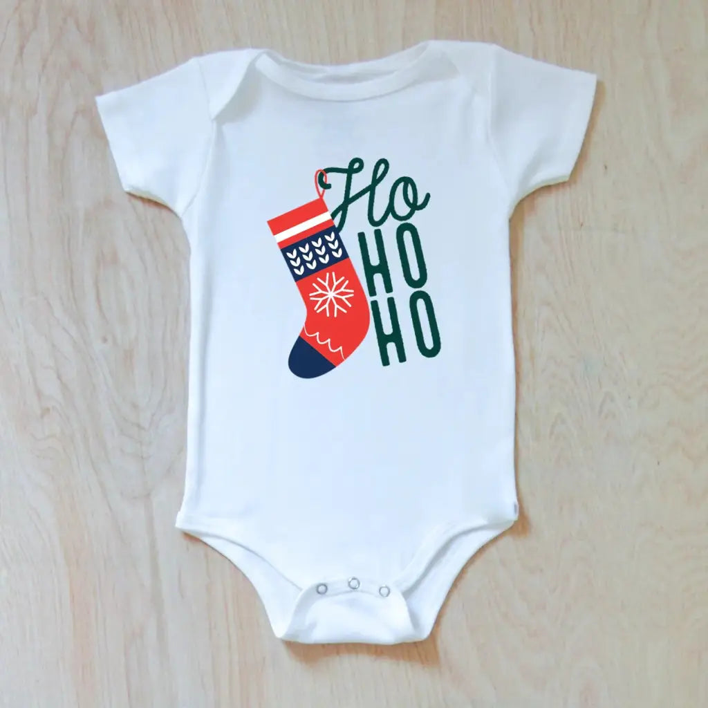 Ho Ho Ho Winter Holiday Season Festive Onesie at Hi Little One