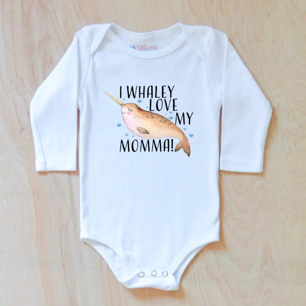 "I Whaley Love You" Personalized Narwhal Onesie for Baby at Hi Little One