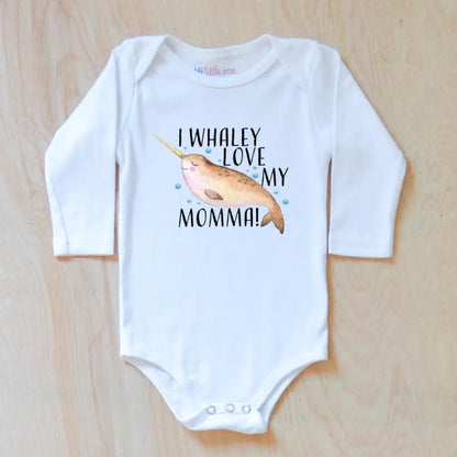 "I Whaley Love You" Personalized Narwhal Onesie for Baby at Hi Little One