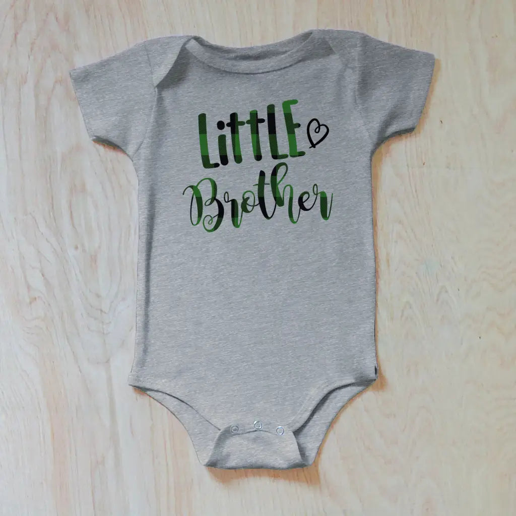 Little Brother Heart Onesie - 0-3M / Grey / Short Sleeve -