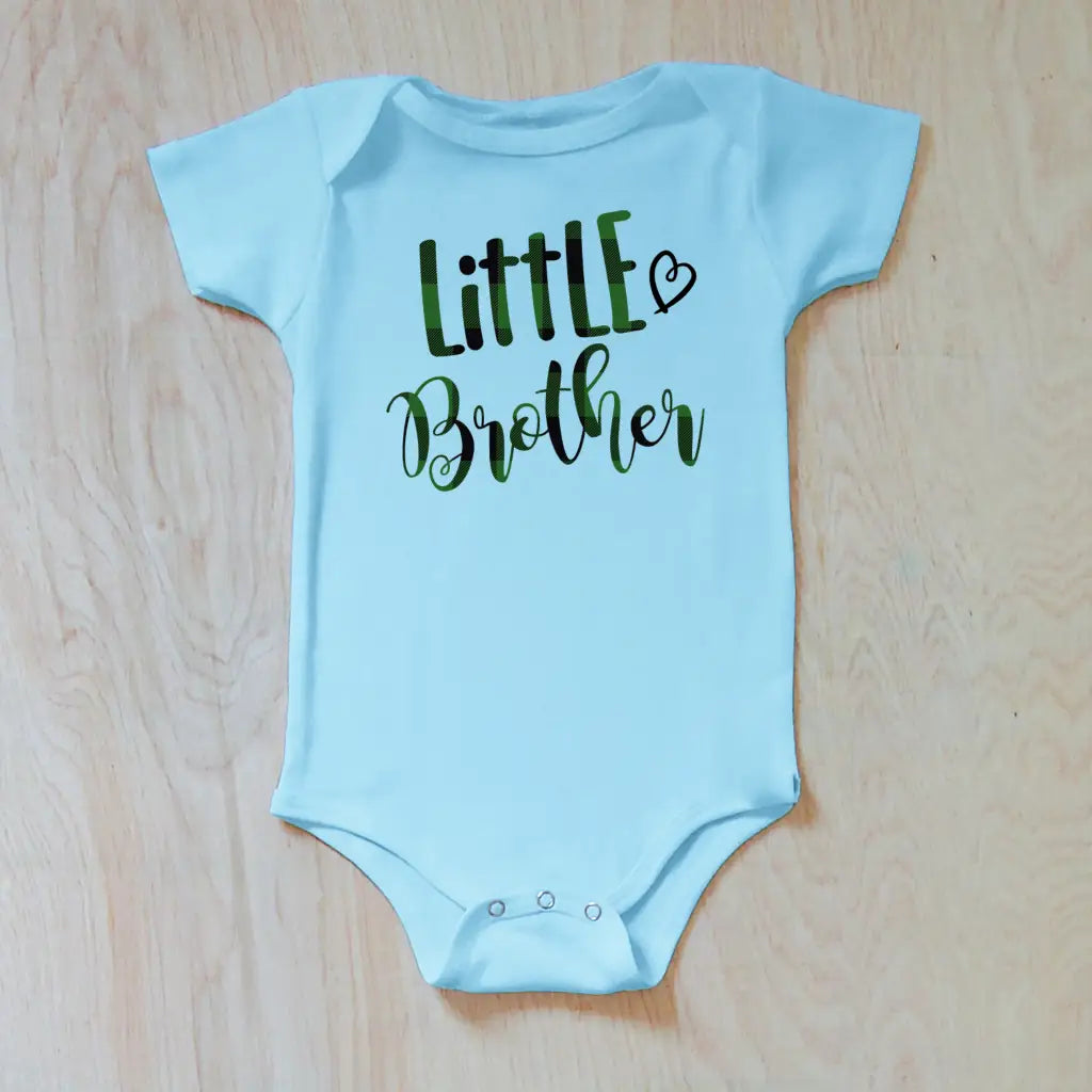 Little Brother Heart Onesie - 0-3M / Light Blue / Short